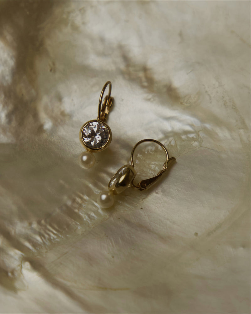 Vintage Solitaire Pearl Drop Earrings