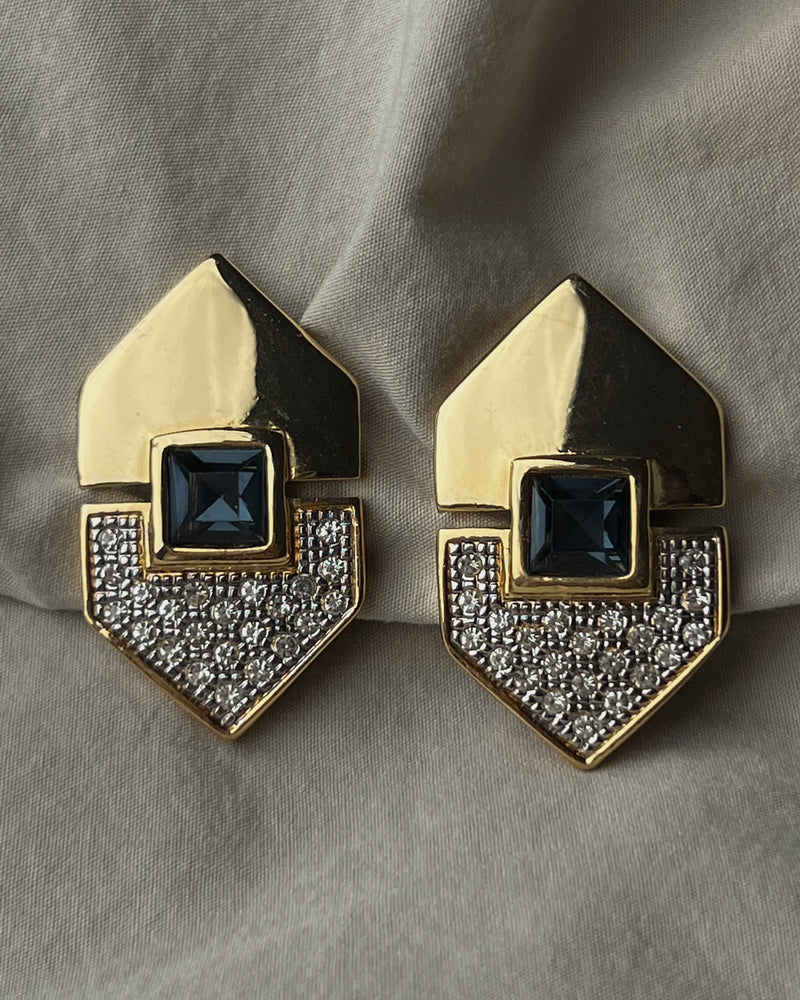 Vintage Split Sapphire Clip Ons