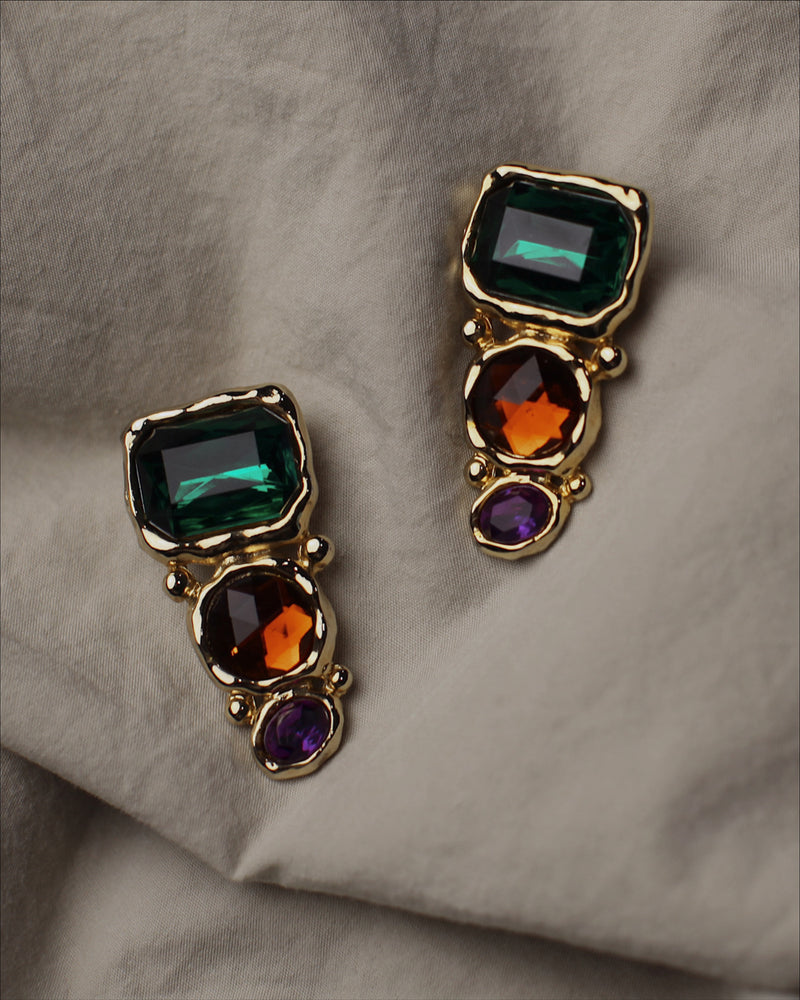 Vintage Stacked Rhinestone Earrings