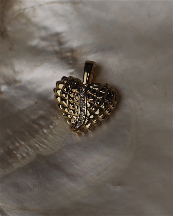 Vintage Studded CZ Heart Pendant