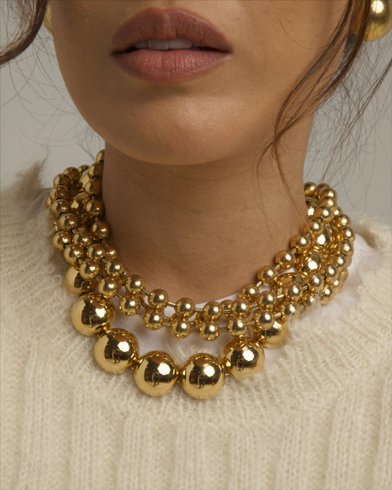 Vintage Triple Ball Chain Necklace