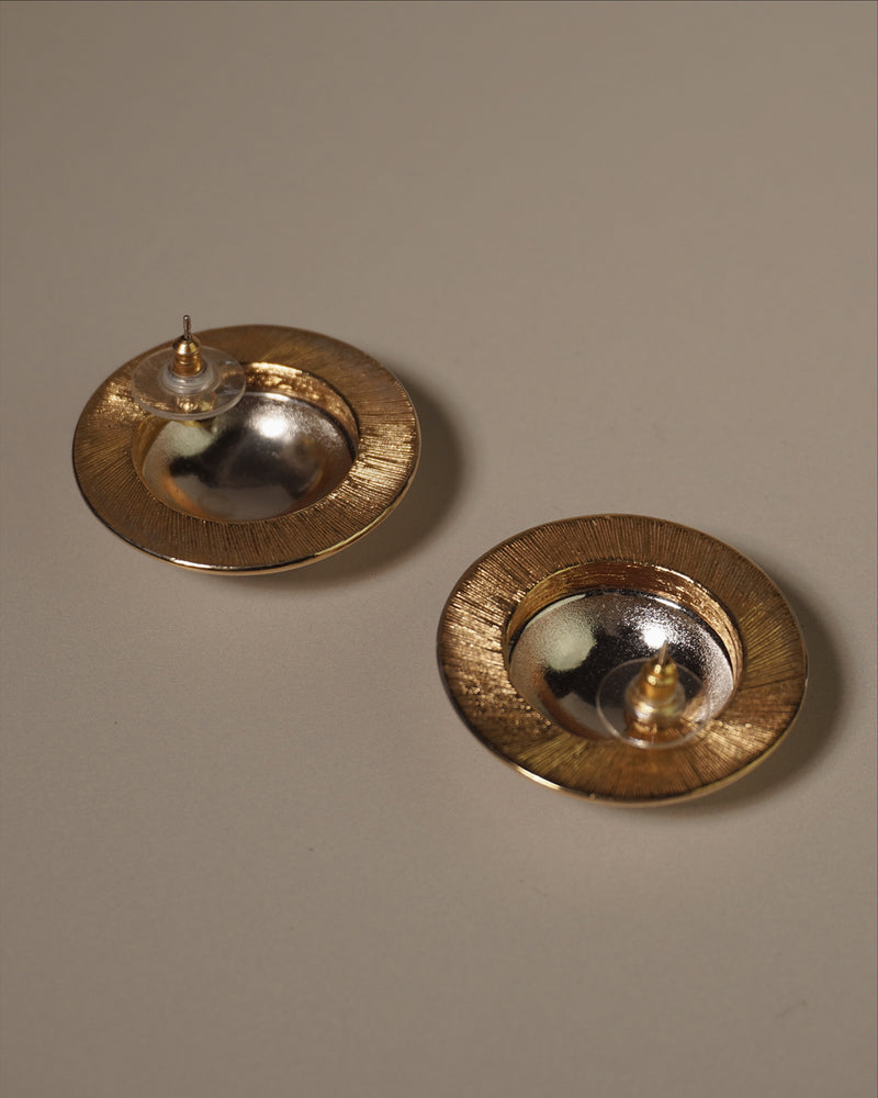 Vintage Two Tone Dome Earrings