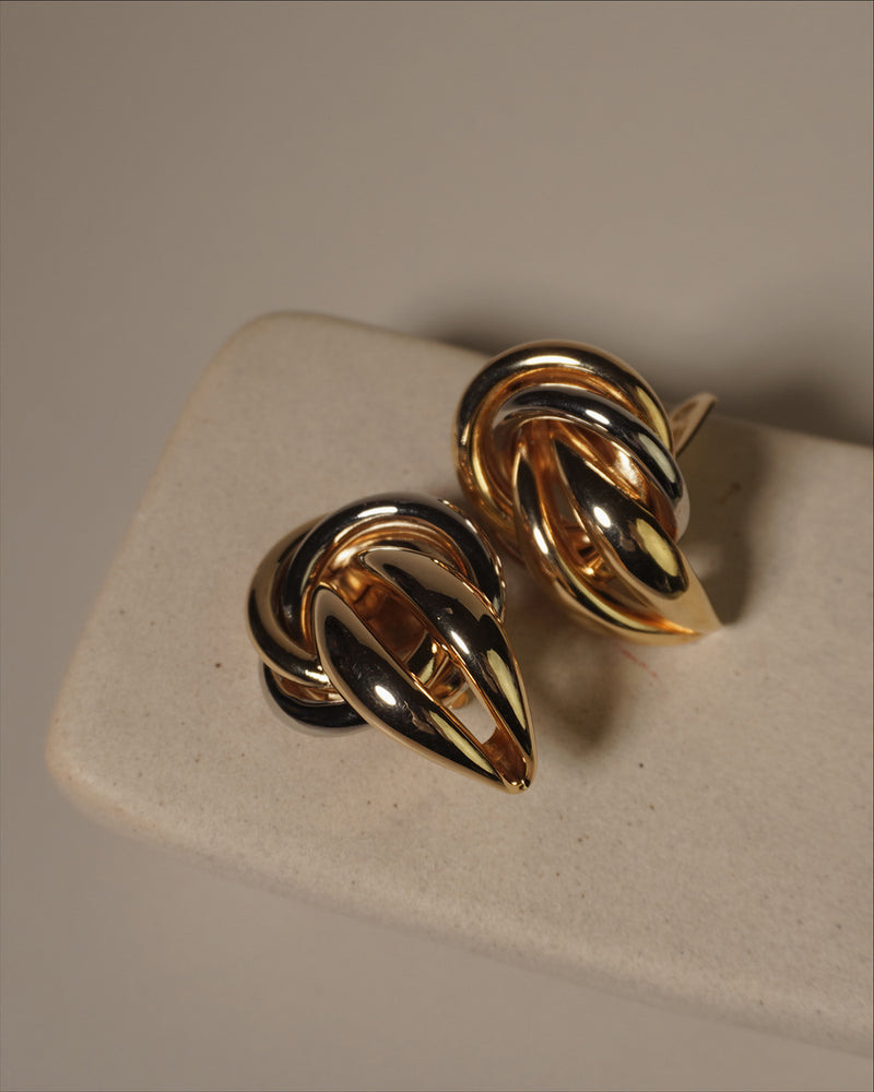 Vintage Two Tone Knot Clip Ons