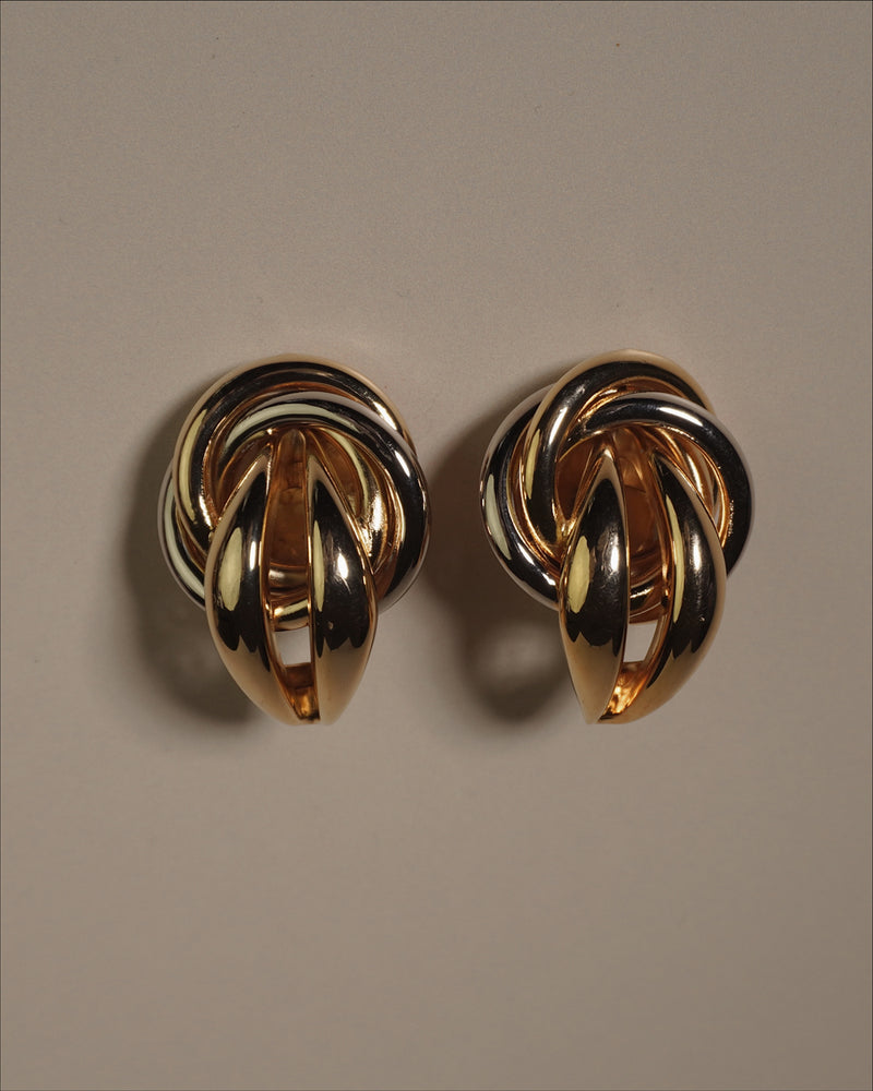 Vintage Two Tone Knot Clip Ons