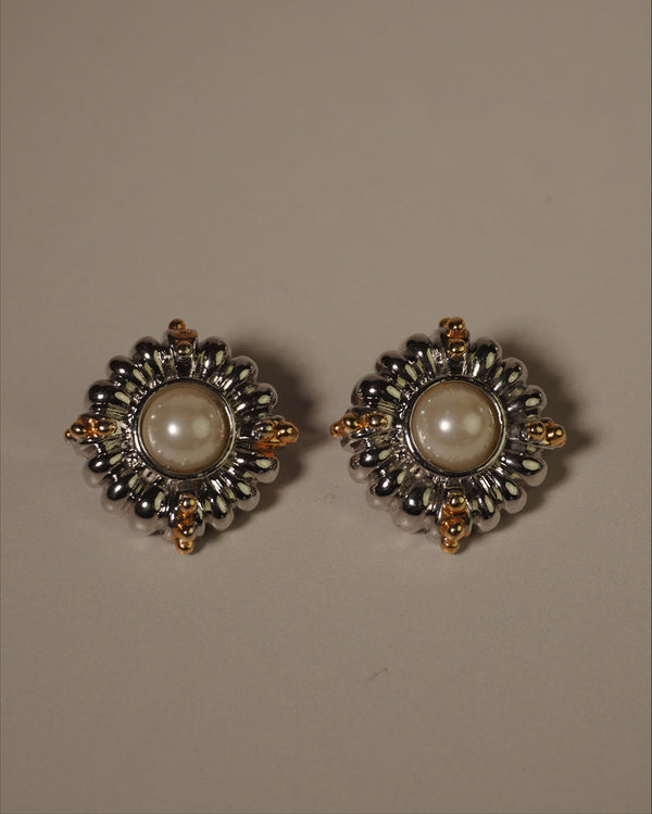Vintage Two Tone Pearl Clip Ons