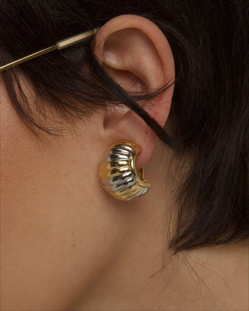 Vintage Two Tone Ribbed Hoops