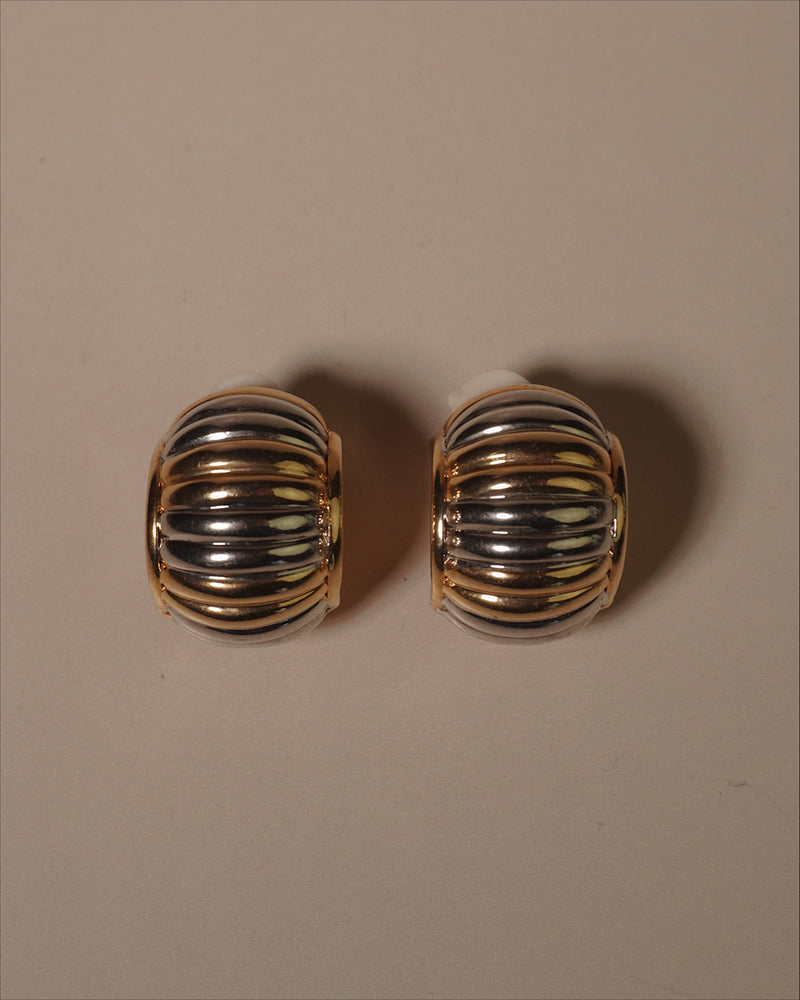 Vintage Two Tone Ribbed Hoops