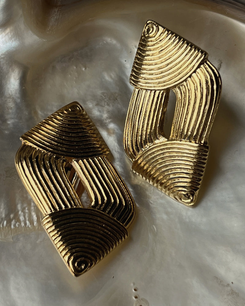 Vintage Textured Gold Clip Ons