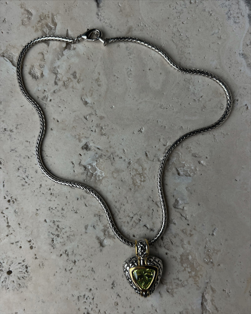 Vintage Two Tone Peridot Necklace