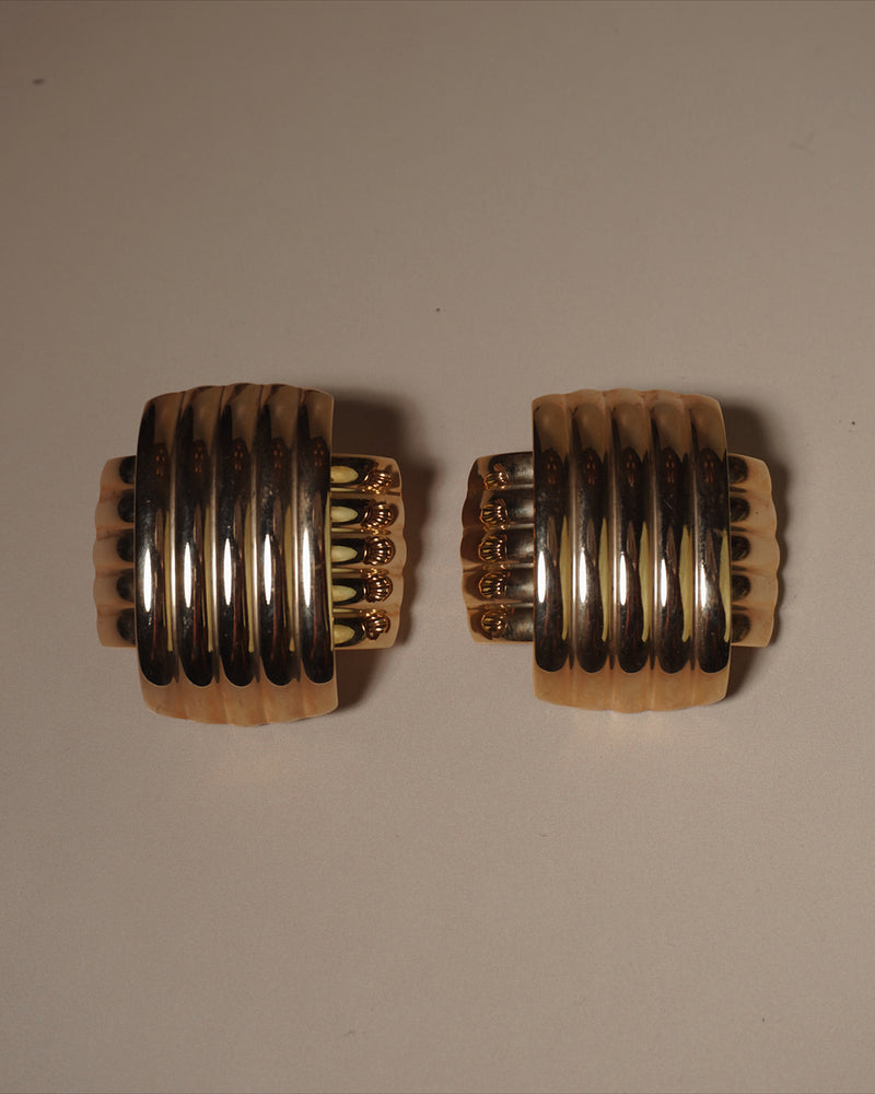Vintage XL Ribbed Square Earrings